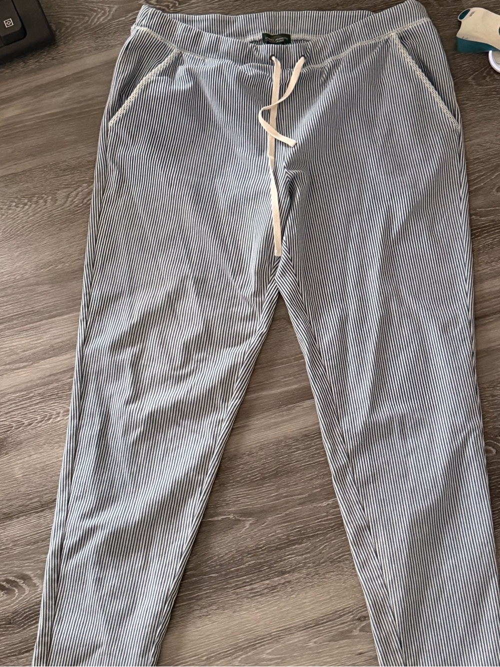 Ralph Lauren Blue and White Pinstripe Drawstring Joggers